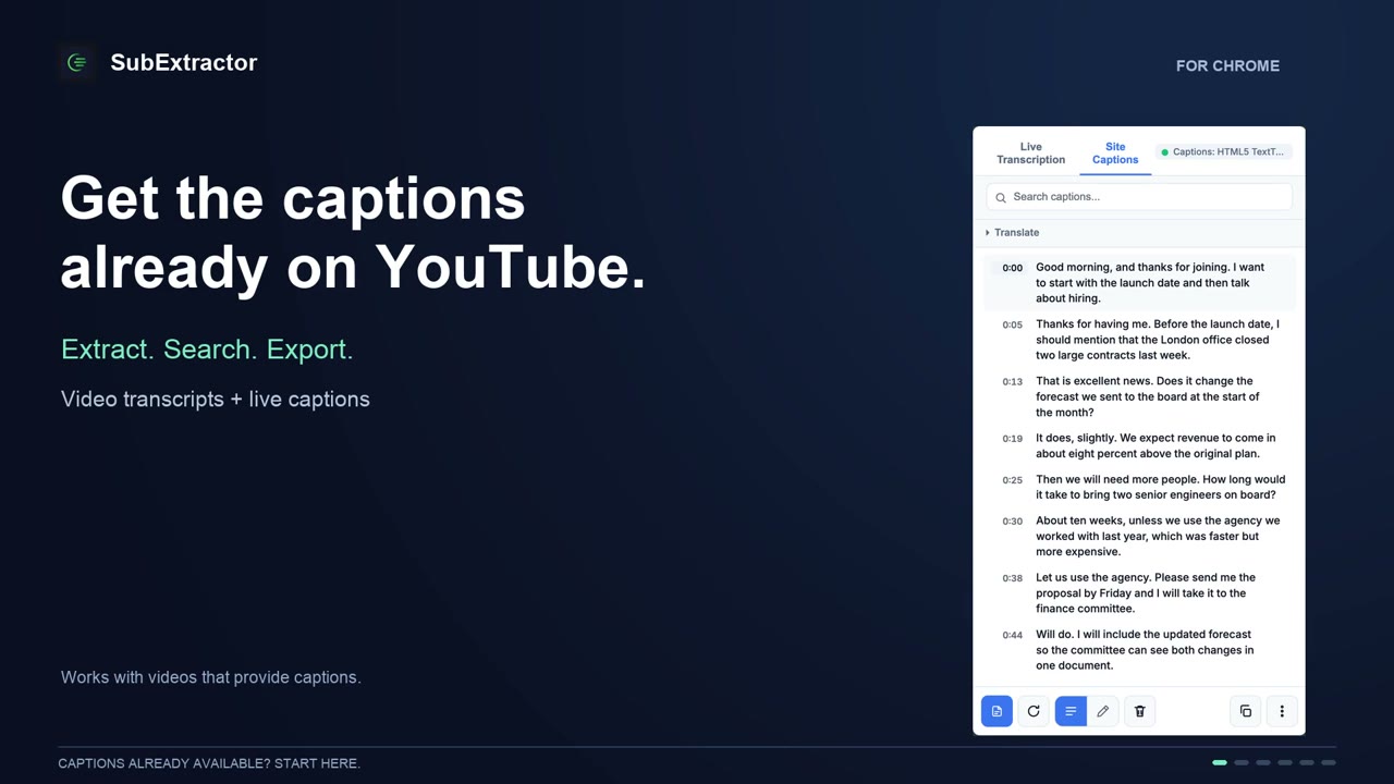SubExtractor demo video: use the captions a video already has